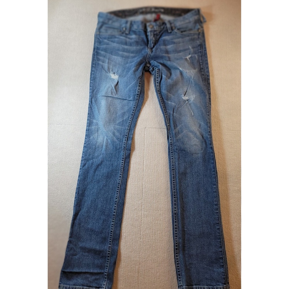 Guess 1981 Y2K Foxy straight leg stretch size 29 low rise distressed light wash
